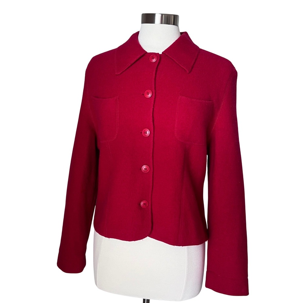 Vintage Willi Smith Collection Boiled Wool‎ Button Front Cropped Jacket Medium